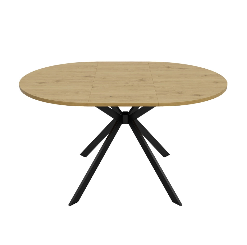 Tavolo da pranzo allungabile; con prolunga interna e 4-6 posti 140x100x75 cm; in MDF color legno con gambe in metallo
