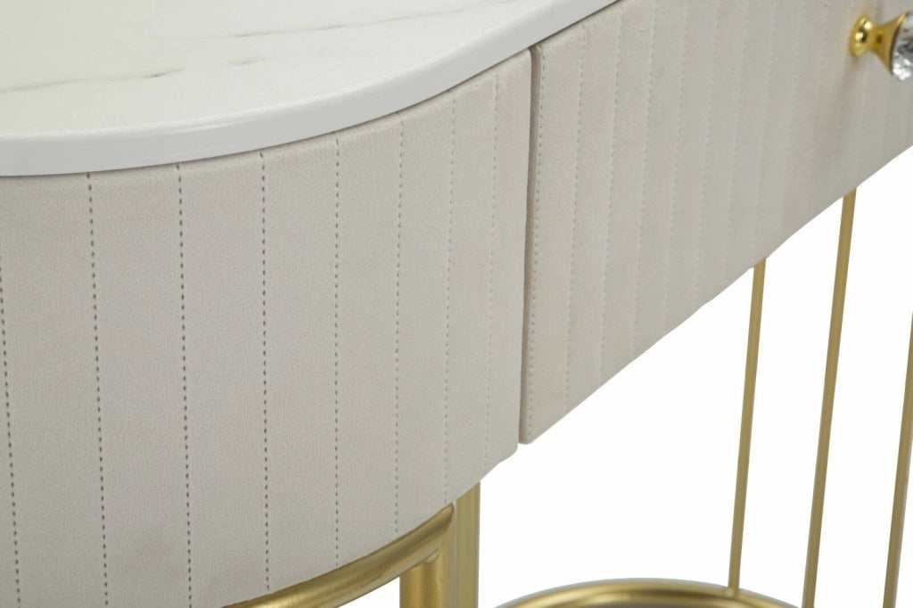 Consolle Abstraktes , Tavolo multiuso, Mobiletto d'appoggio, Scrivania da corridoio, 100x40 h75 cm, Crema e Bianco