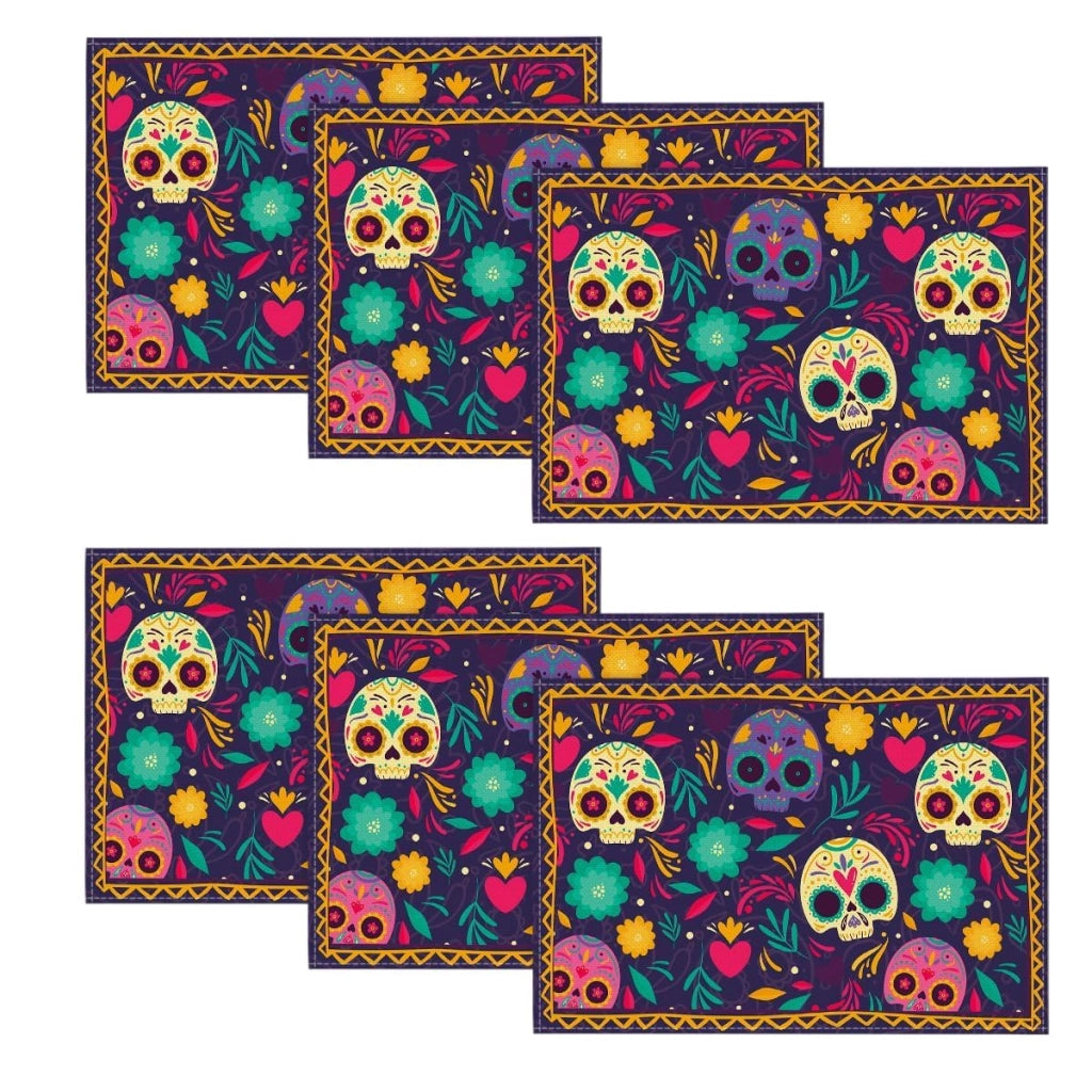 Sottopiatti con teschio, set da 6, 30x45 cm, lavabili