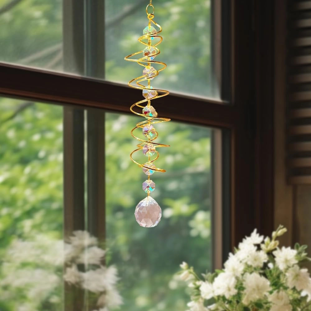 Girandola a spirale 3D con sfera di cristallo, 1 pezzo, design moderno