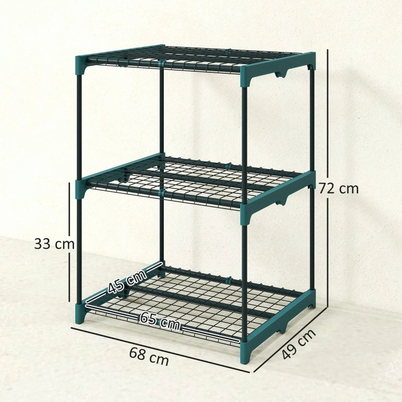 Portapiante a 3 ripiani in acciaio verde scuro 68 x 49 x 72 cm