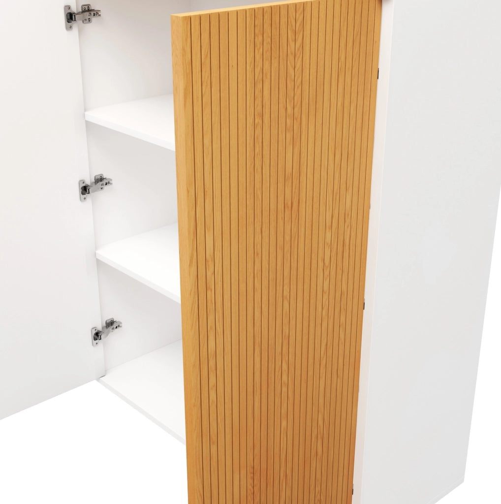 Set ufficio bianco e rovere con scrivania da 140 cm e archivio