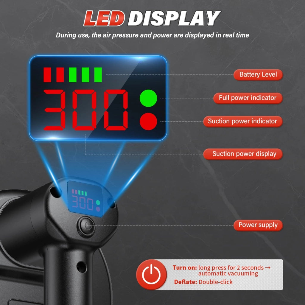 Aspiraliquidi a batteria, diametro 24 cm, capacità 300 kg, 2 motori, display LCD, batteria 4000 mAh