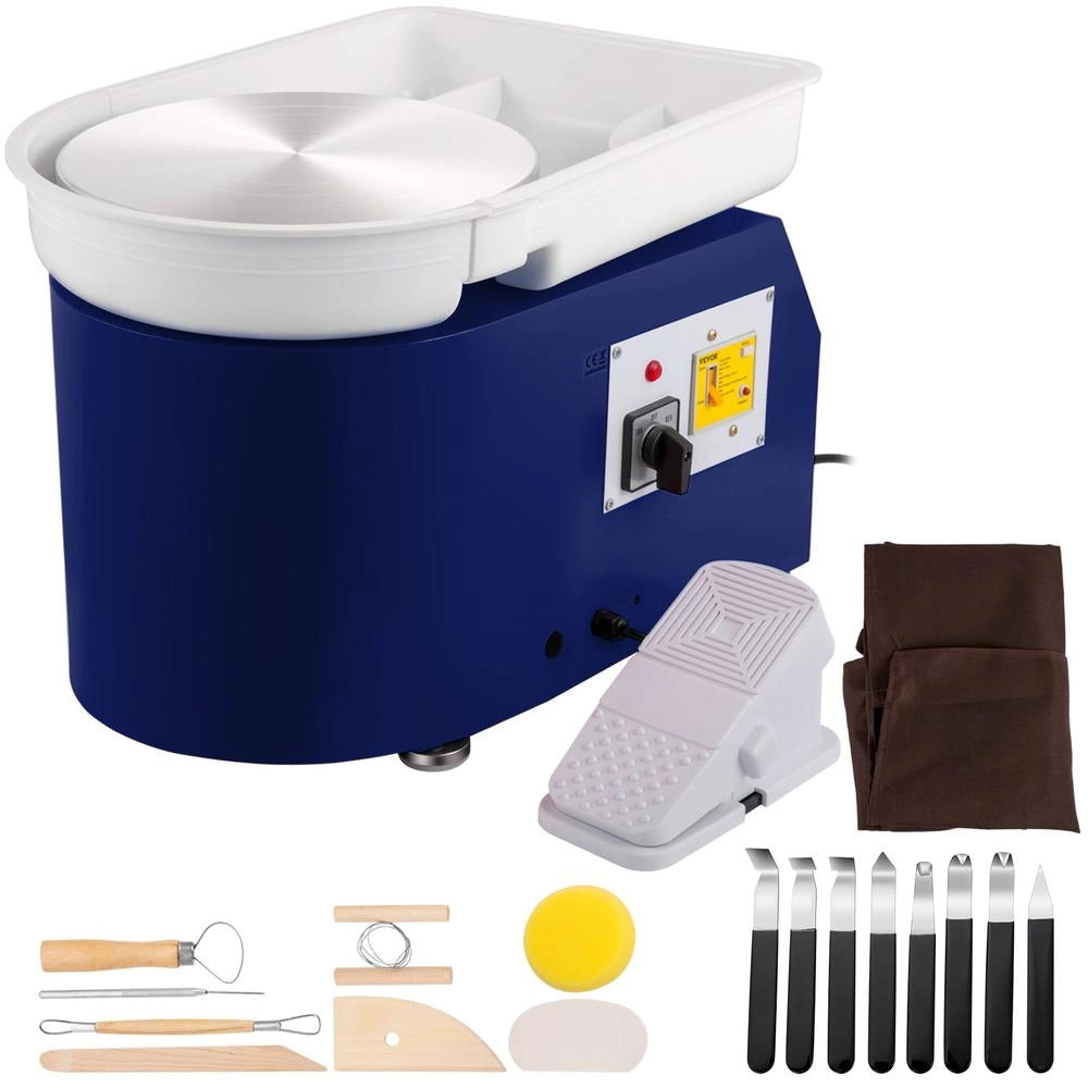 Tornio per Ceramica Elettrico TYLPJ28-OC con Pedale 350W 220V Piatto 28 cm 11 Pollici Regolabile Blu per Fai da Te