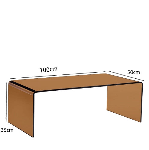 Tavolino multifunzione in vetro temperato marrone 100x50 cm