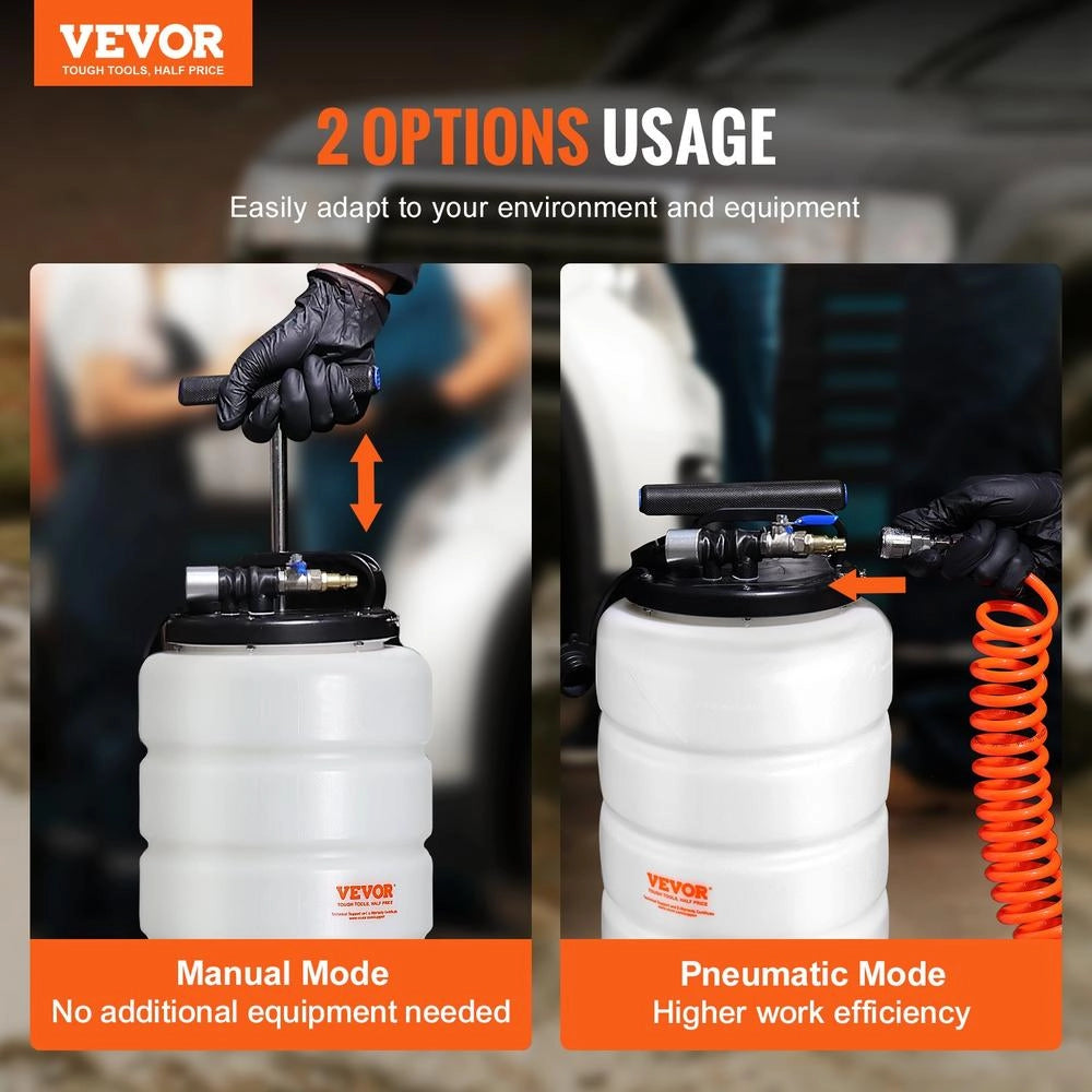 Estrattore di fluidi e olio motore pneumatico e manuale 15L pompa a vuoto YS-087B in HDPE per auto e officina