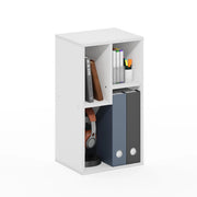 Libreria cubica asimmetrica a 3 ripiani, bianca, 29,79 x 23,8 x 54 cm