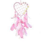 Cattura sogni a forma di cuore, decorata con margherite e piume, 15 cm, rosa