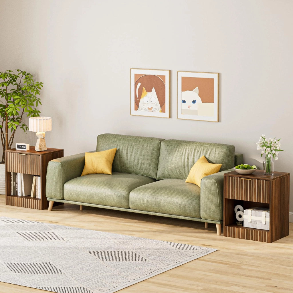 Comodino in noce, grande, con cassetto, 50x38x60 cm