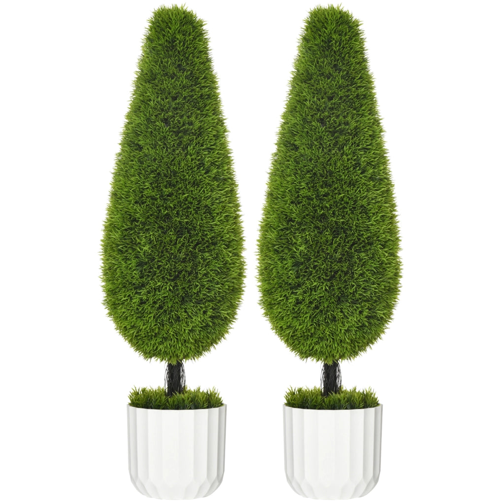 Set di 2 cipressi artificiali in vaso, altezza 90 cm, verdi