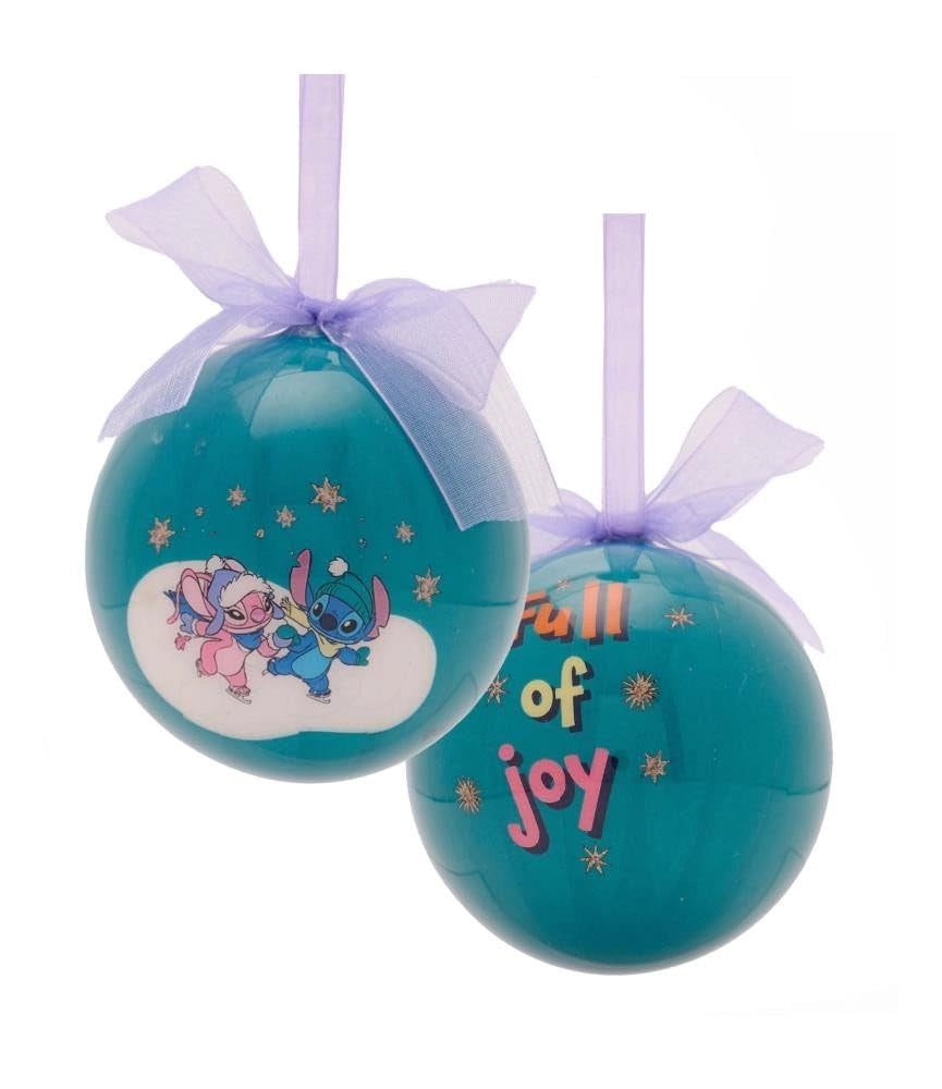 Set di 4 palline natalizie "Stitch" da 80 mm con fiocco