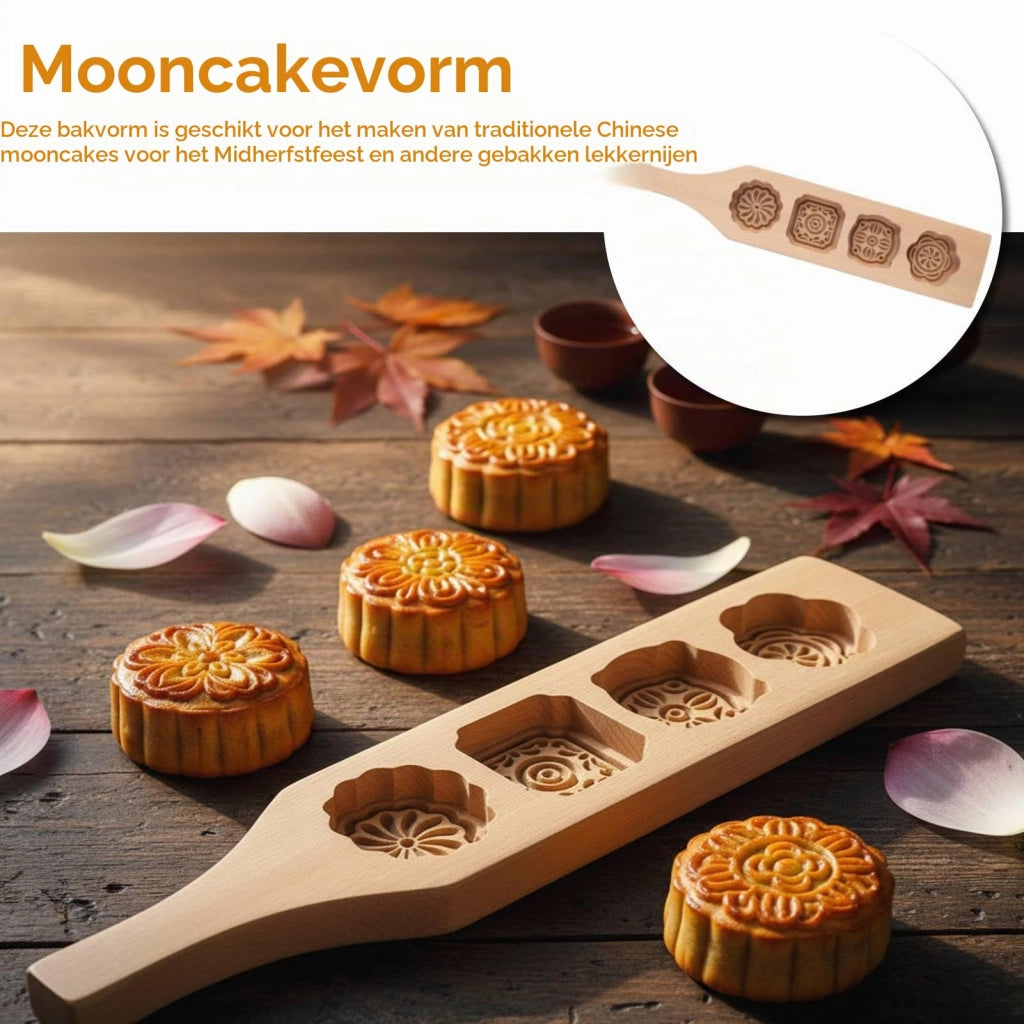 Stampo in legno a forma di luna, forma a fiore, 1 pezzo, lunghezza 35 cm