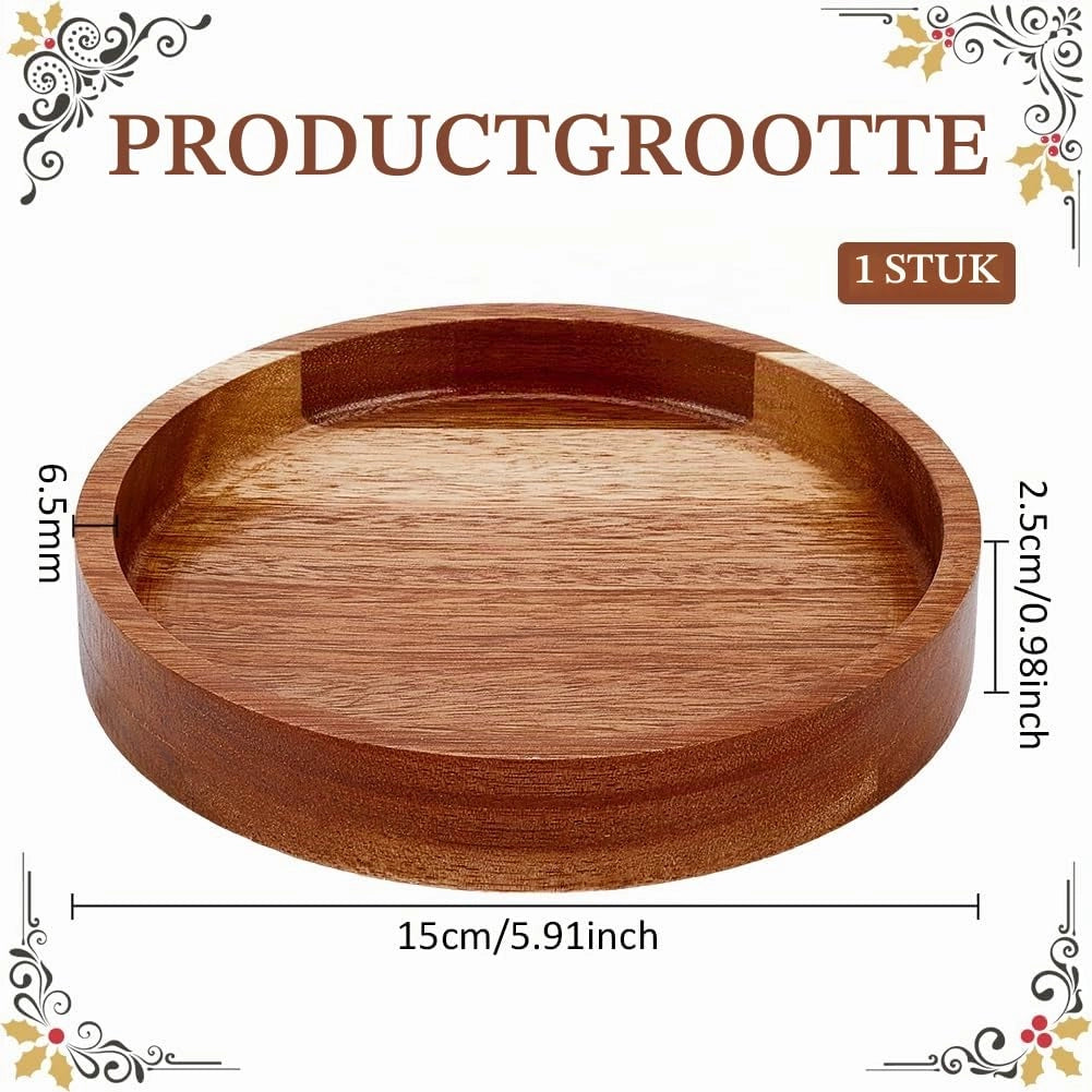 Piatto rotondo in legno di acacia, diametro 15 cm – Vassoio per formaggi e snack