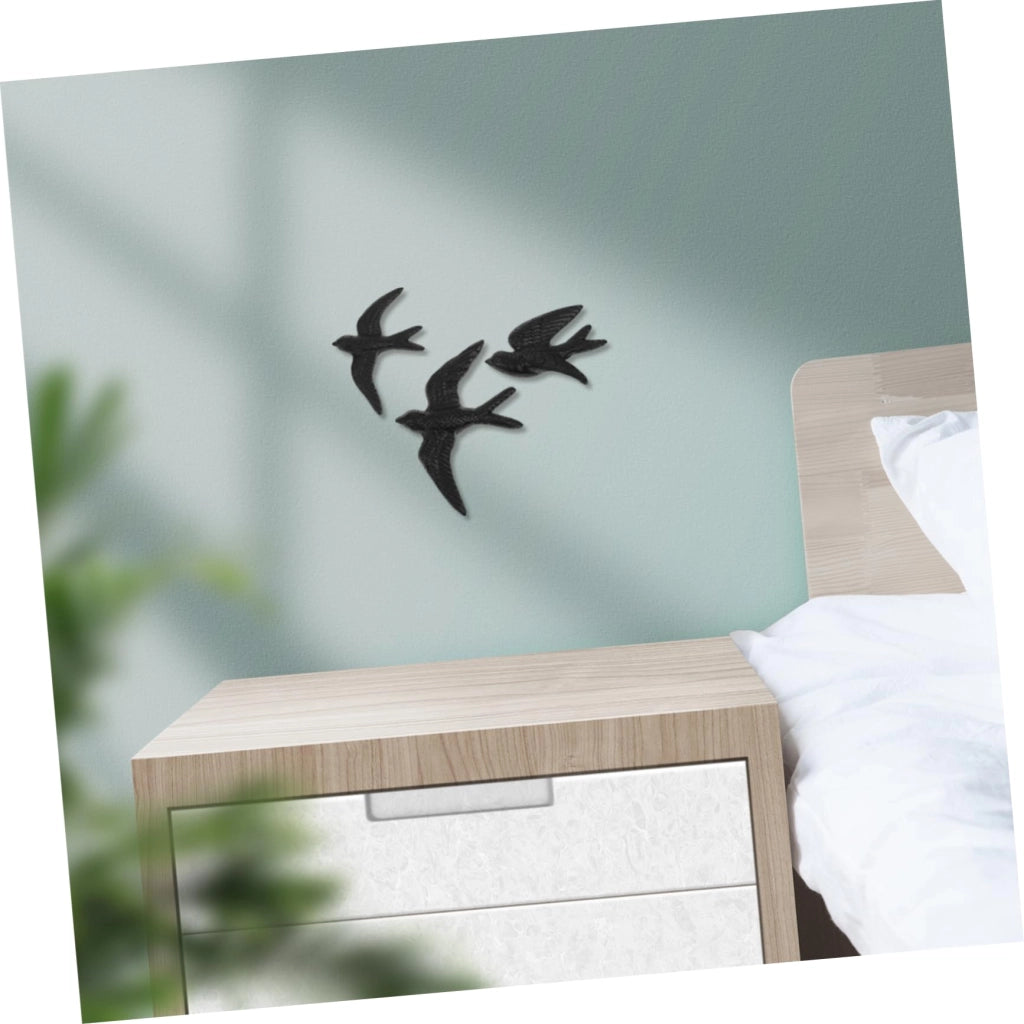 Set di 3 decorazioni murali a forma di uccello in ghisa, stile retrò, 17,5 cm