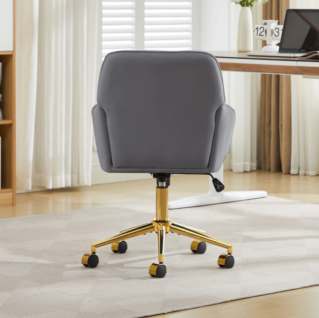 Sedia da ufficio ergonomica 62x60x97 cm in velluto grigio, regolabile per smart working