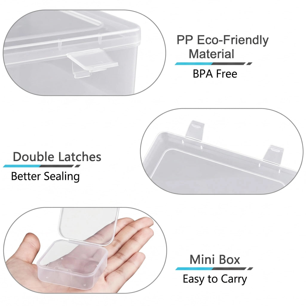 Set di 30 mini contenitori trasparenti, dimensioni 5,5 x 5,5 x 2 cm