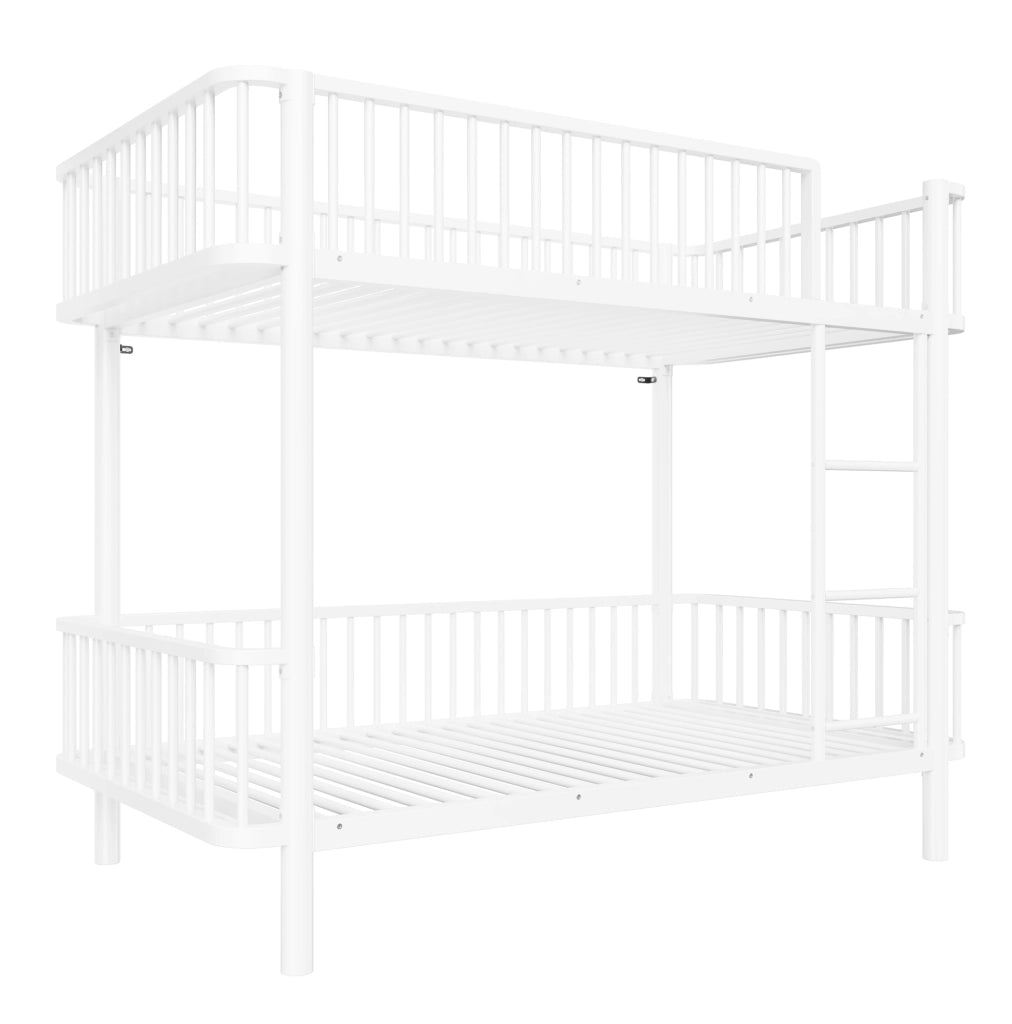 Letto a castello in metallo 90 x 200 cm bianco con sponde