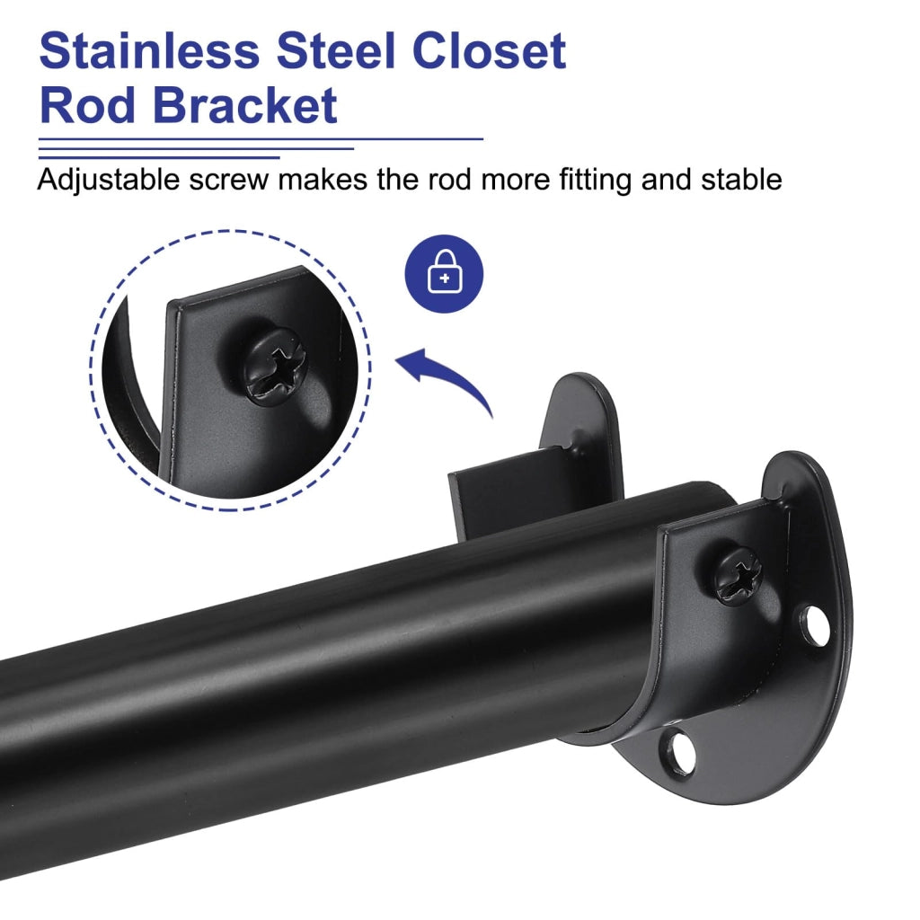 Supporti terminali per aste appendiabiti, 4 pezzi, acciaio inossidabile, 2,2 cm (0,87 pollici), colore nero