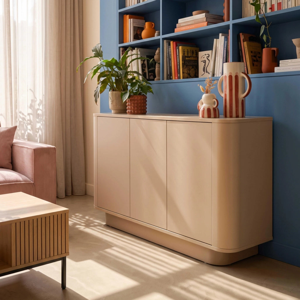 Oviala - Credenza semplice a 3 ante 120 cm crema