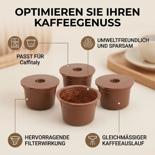 Capsule per caffè, confezione da 3 pezzi, compatibili con Caffitaly, colore marrone, dimensioni 4,5 cm