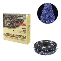 Catena luminosa a LED con 1152 micro-LED, luce bianca fredda, lunghezza 23 metri, per interni ed esterni