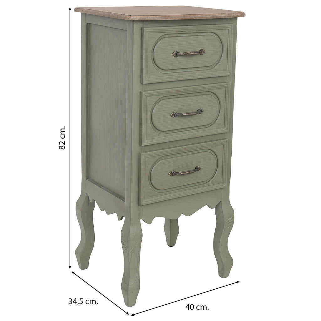 Comodino in legno verde 40x34,5x82h cm