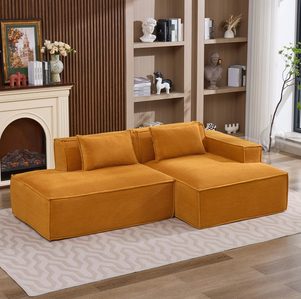 Divano compatto 235 cm in poliestere giallo senape