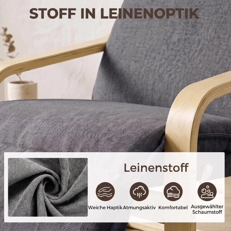Poltrona lounge oscillante con poggiapiedi grigio scuro