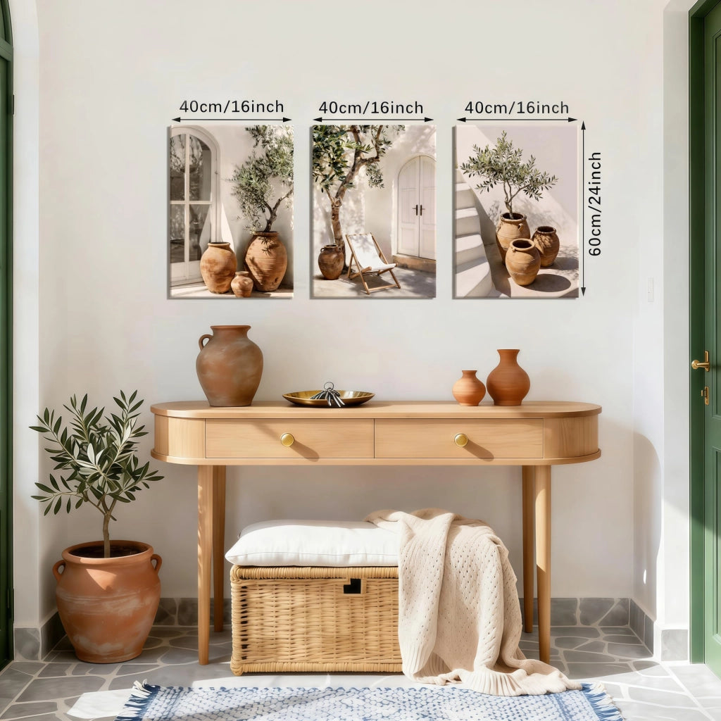 Set di 3 quadri rustici su tela, con cornice, dimensioni 40x60 cm, stile country