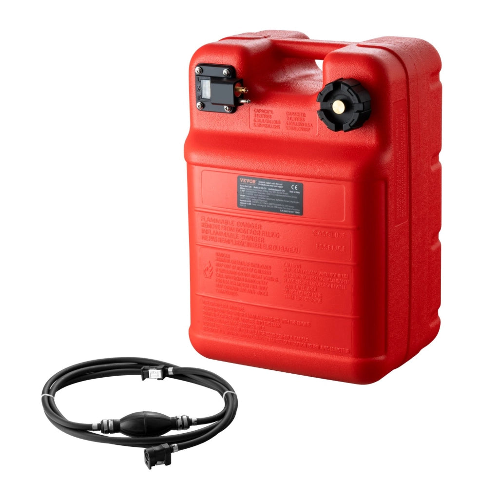 Serbatoio Carburante Marino 24L LD-YG-P24 per Motore Fuoribordo in Plastica Rosso con Tubo Flessibile Portatile e Robusto