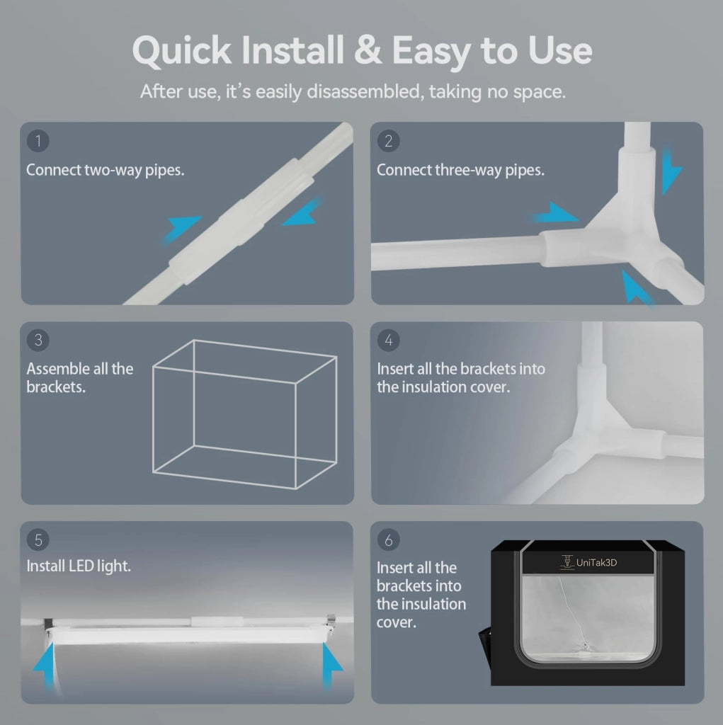 Custodia per stampante 3D con LED, dimensioni 82,5 x 58,5 x 58,5 cm, compatibile con modelli A1/A1 Combo