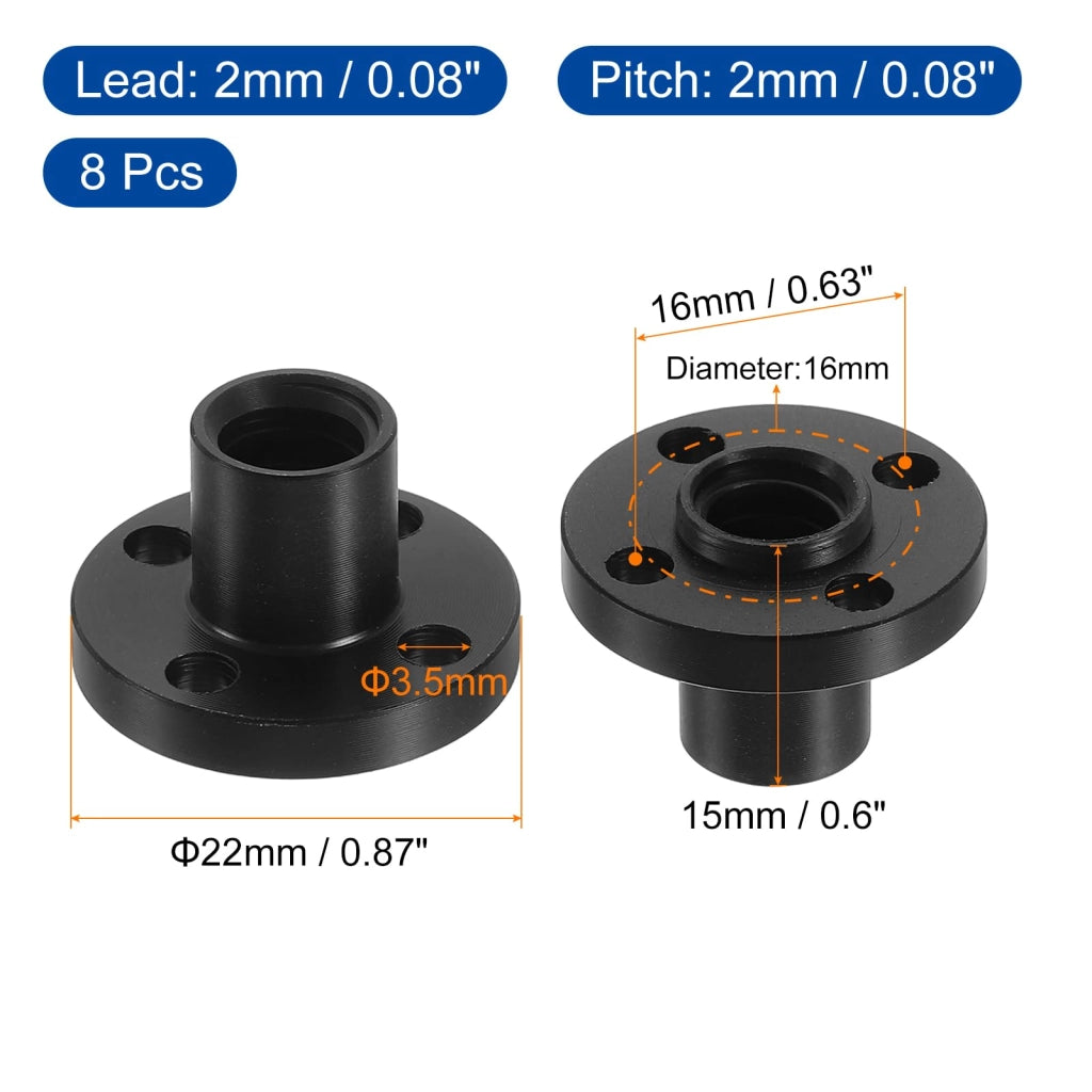 8 x M3 dado in plastica POM per stampanti 3D