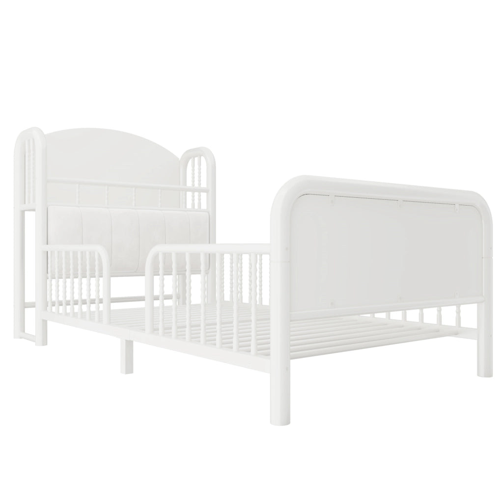 Letto singolo bambini 90x200 cm con LED e sponde, bianco
