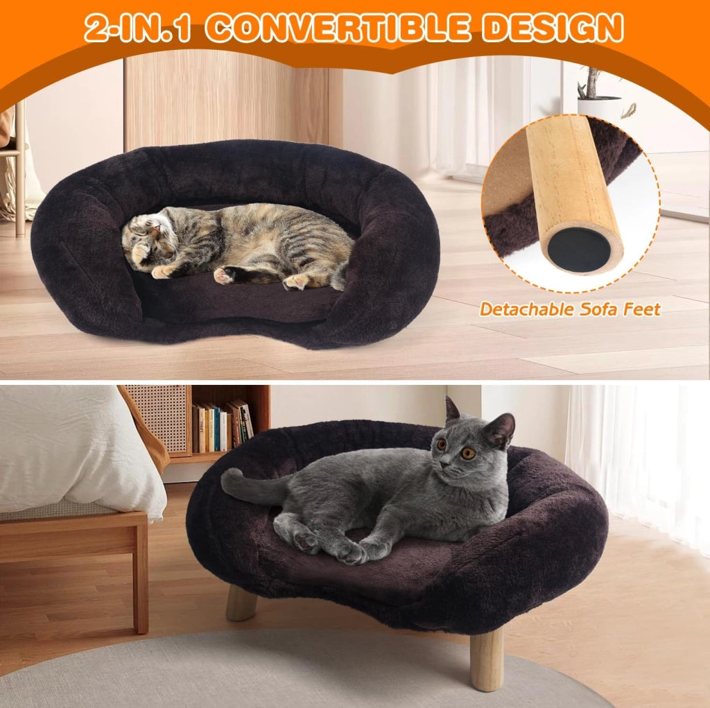 Divanetto per gatto 50 x 40 x 12,5 cm poliestere marrone scuro, compatto e silenzioso