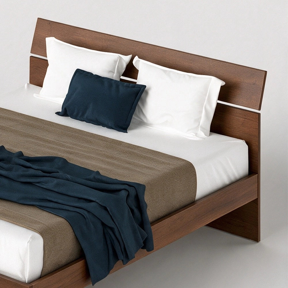 Letto matrimoniale in legno colore noce antico