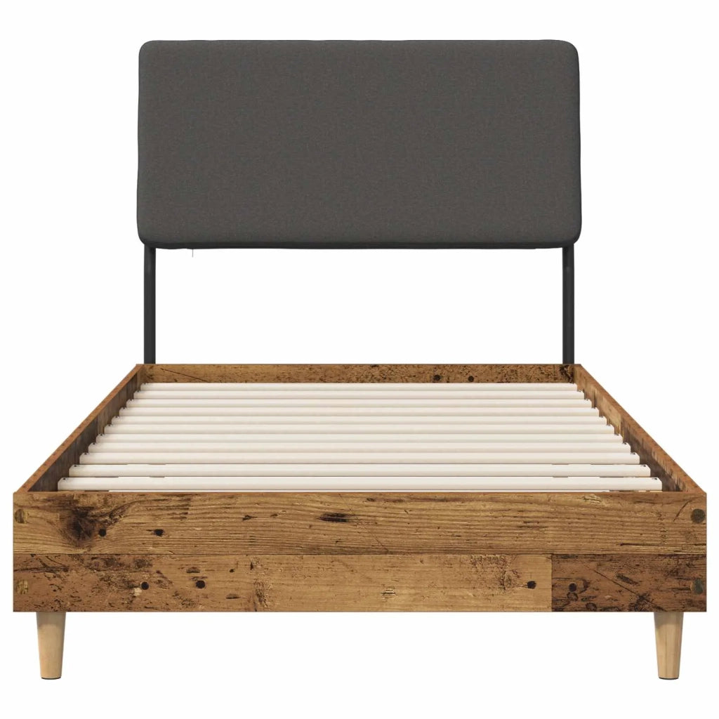 Letto singolo con testiera Legno vecchio e grigio scuro 8001851