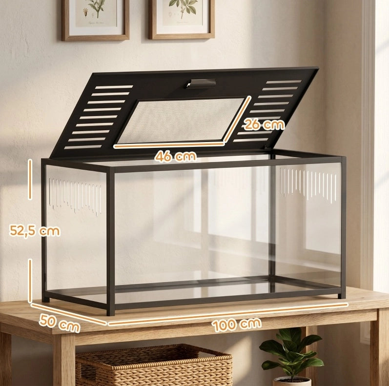 Gabbia per criceti 100 x 50 x 52,5 cm in metallo e acrilico, nera