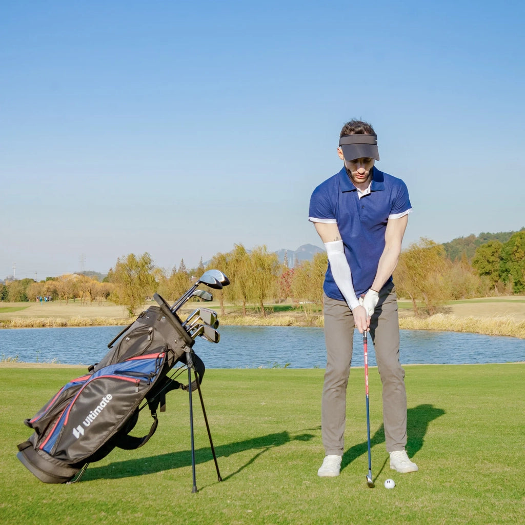 Set Completo di Mazze da Golf 11 Pezzi con Sacca a Treppiede, Driver 460cc e Ferri in Acciaio Inox, Ergonomico e Resistente, Blu