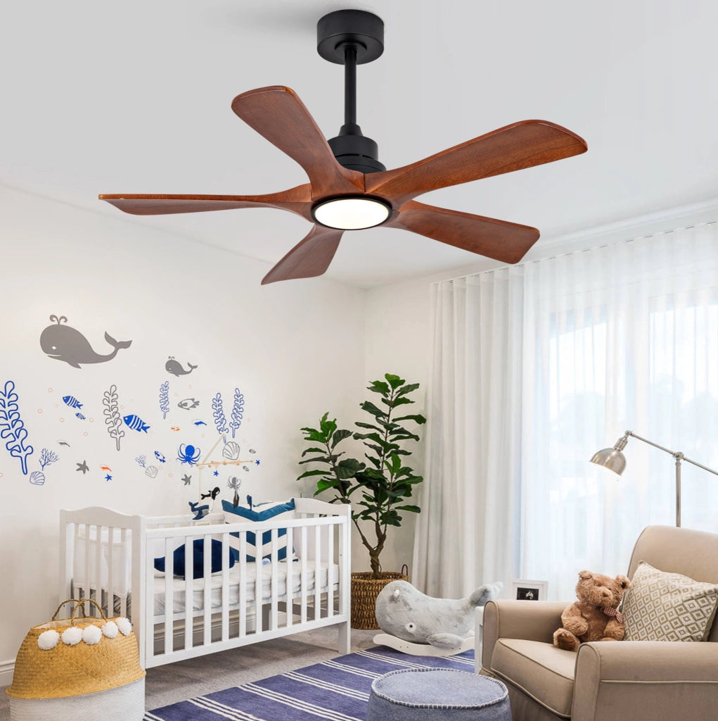 Ventilatore da soffitto 42 pollici con luce e telecomando, noce e nero