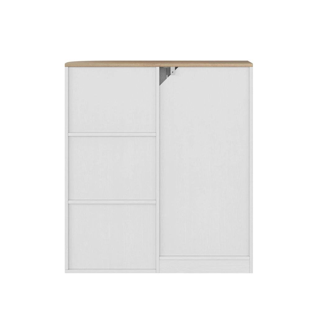 Scaffale angolare bagno 68x25x76 cm MDF bianco e rovere, ripiano aperto
