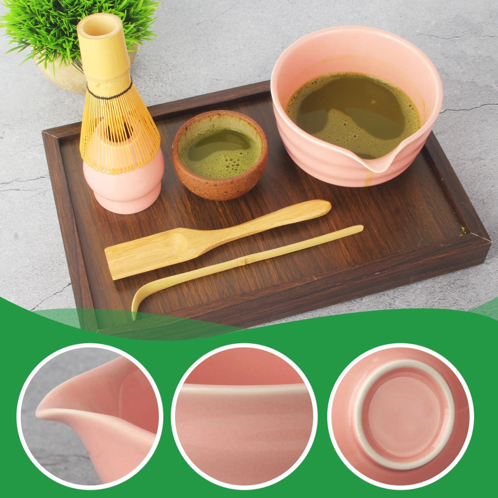 Set da tè Matcha composto da 5 elementi: brocca per versare, supporto e cucchiaini