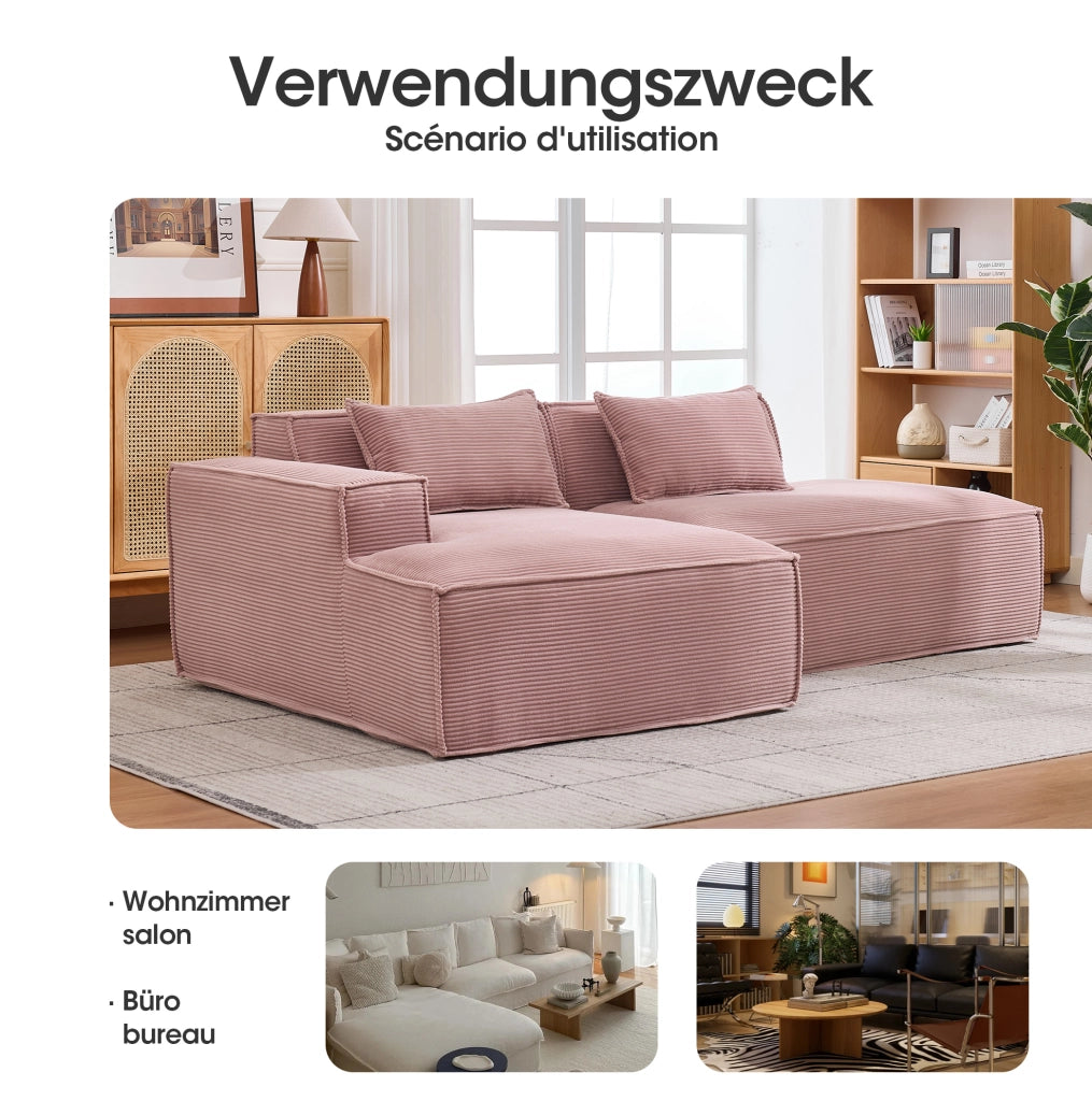 Divano moderno 235 cm rosa baby con molle insacchettate