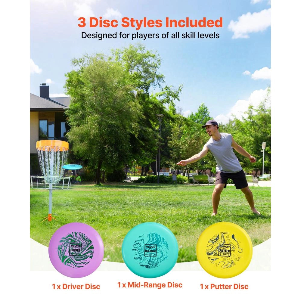 Set Disc Golf 3 Pezzi in TPE Modello SS-DF-001 con Driver Mid-range e Putter Resistente per Giardino e Parco
