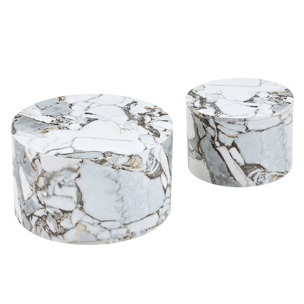 Set Tavolini da Salotto Sovrapponibili Nesting MDF Bianco 63cm