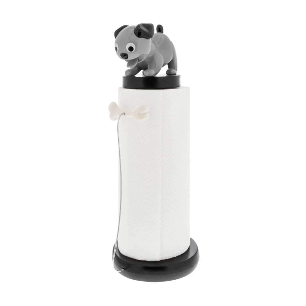 Distributore di carta a forma di cane, grigio, dimensioni 34x12 cm, adatto per rotoli di carta fino a 23 cm di larghezza