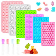 6 stampi in silicone con 4 pipette, a forma di orso, cuore e dinosauro