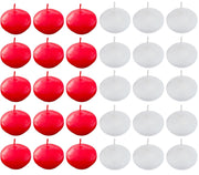 Candele galleggianti, 30 pezzi, rosso/bianco, candele a forma di tazza