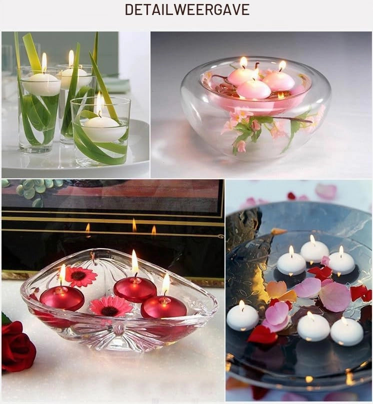 Candele galleggianti, 30 pezzi, rosso/bianco, candele a forma di tazza