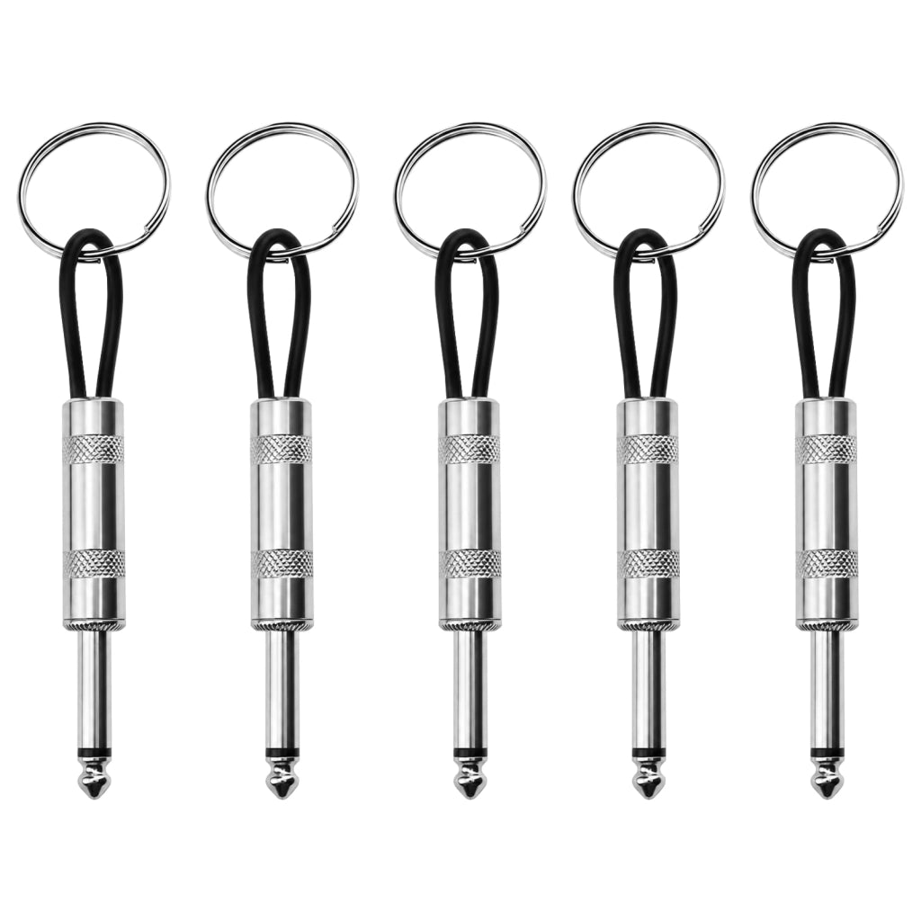 Portachiavi a forma di connettore per chitarra, set da 5 pezzi, argento, 13,5x7,5x3,2 cm
