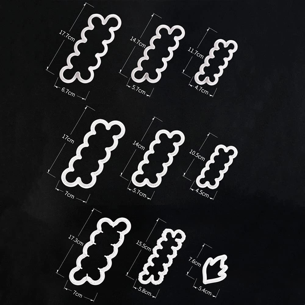 Set di 9 formine a fiore, 3 dimensioni, utensile per fondant